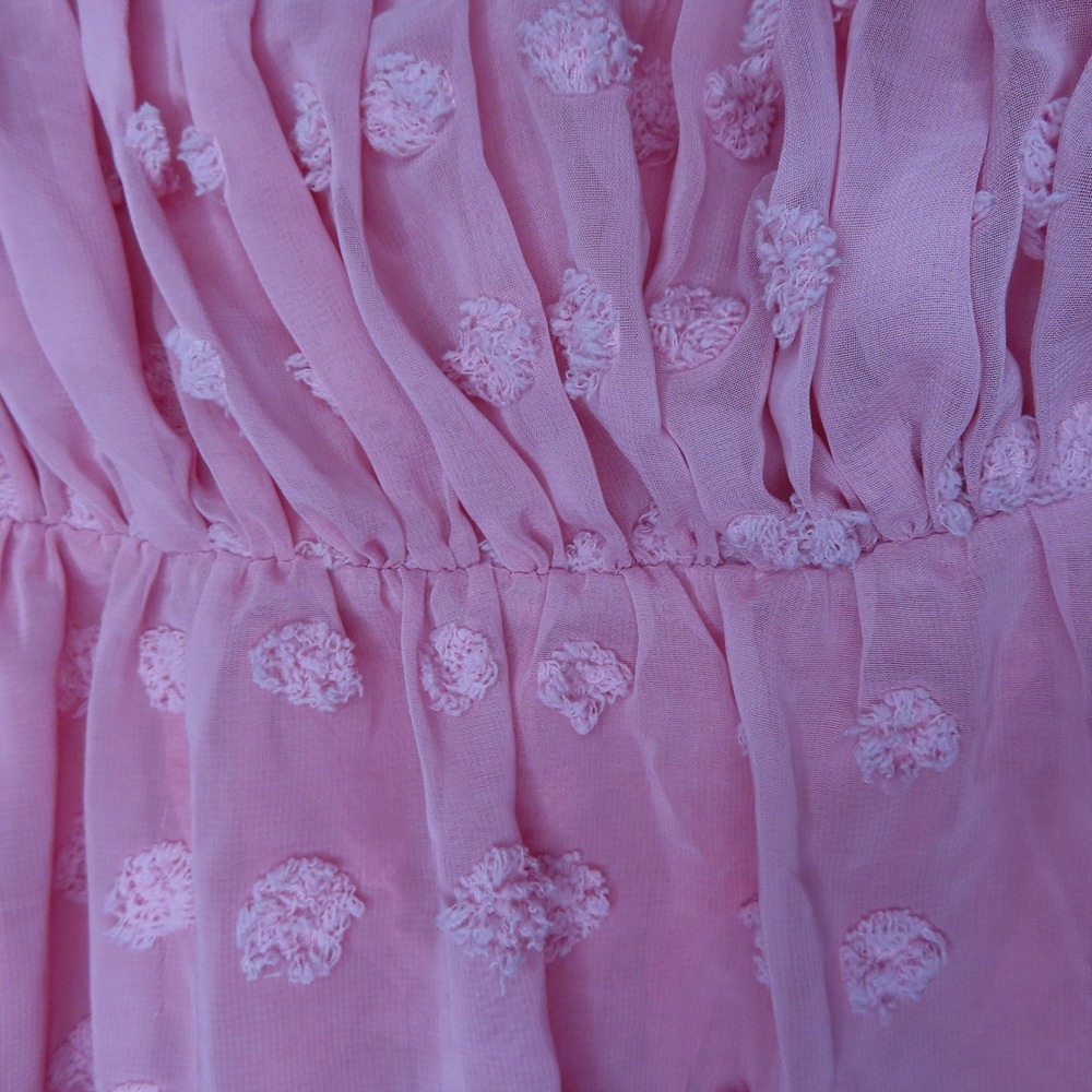 Lush Barbiecore Pink Smocked Peplum Top Puff Sleeve Coquette Cottagecore Medium - Picture 5 of 12
